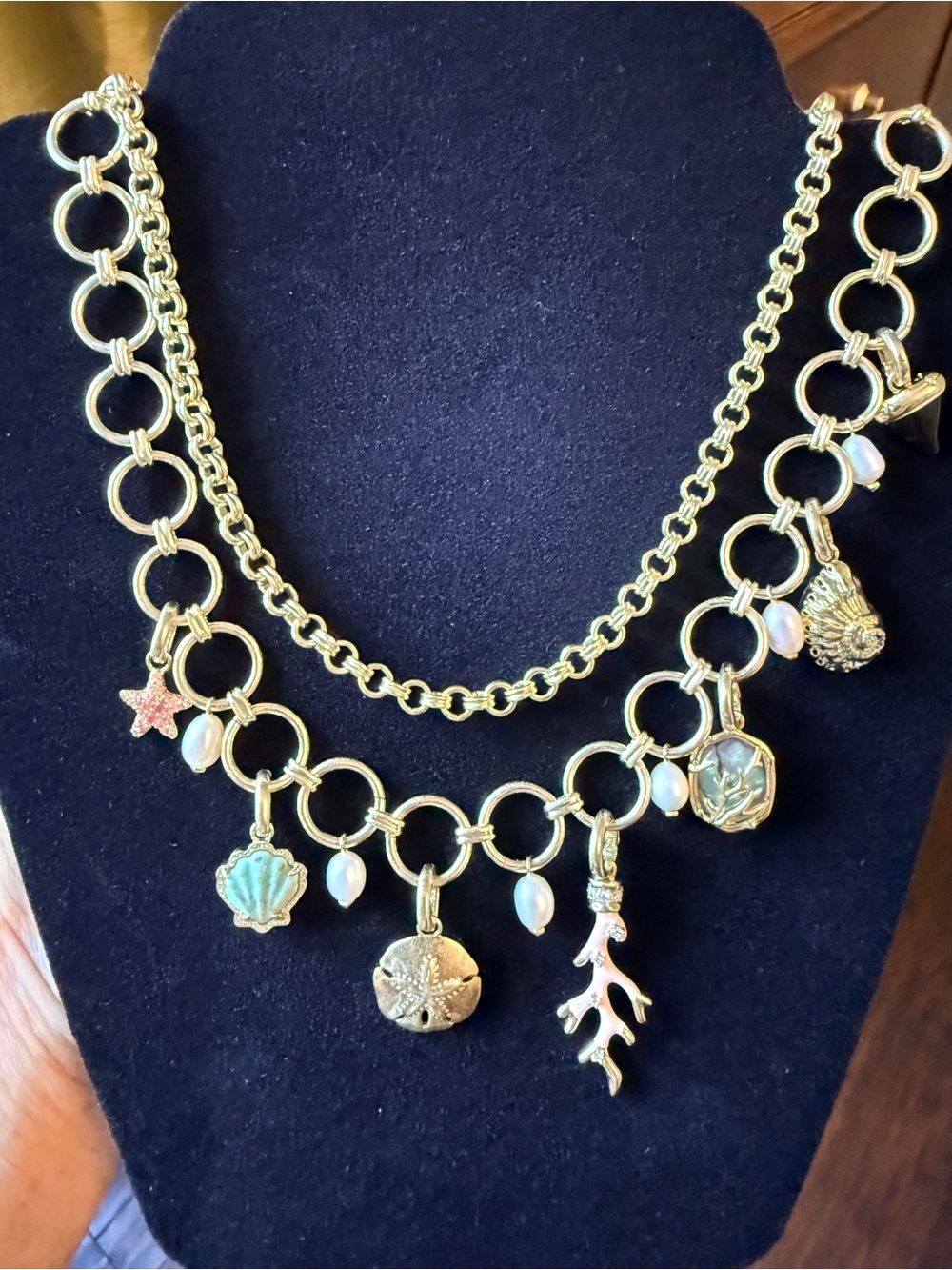 Kendra Scott Gold Multi-Charm Necklace with Pastel Shell Accents